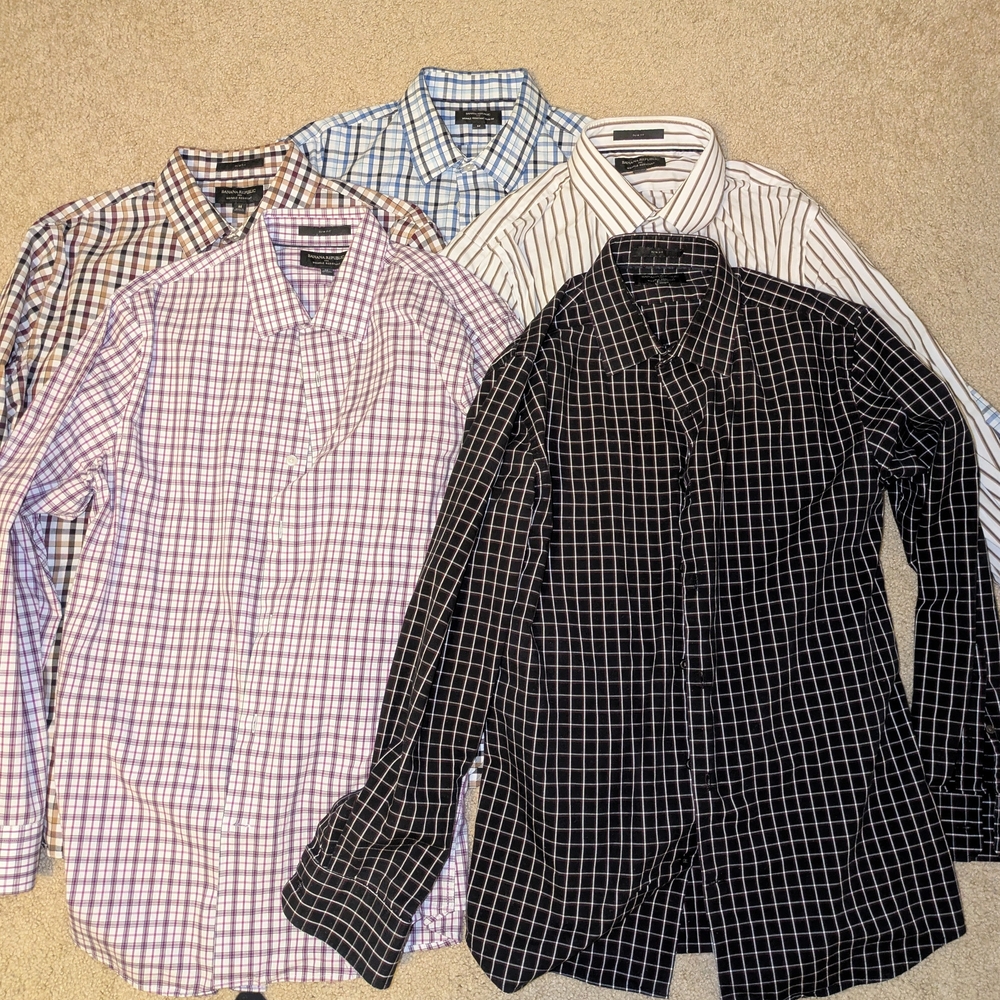 Banana Republic Men's Checkered Button Down Shirts - Multi-Color Lot Of 5